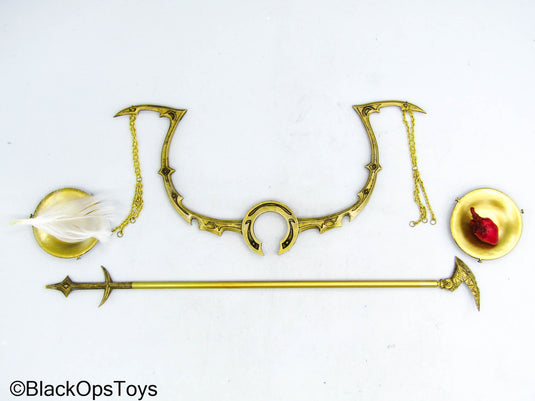 God Of The Underworld Anubis - Metal Gold Like Scales w/Heart & Feather