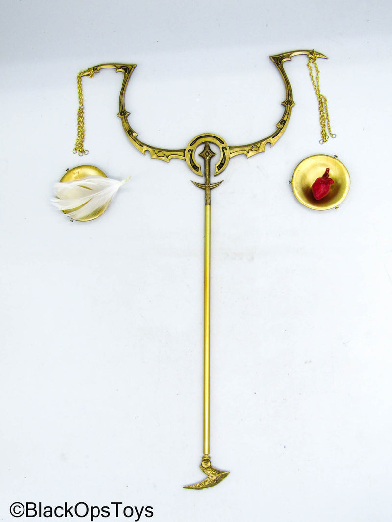 Load image into Gallery viewer, God Of The Underworld Anubis - Metal Gold Like Scales w/Heart &amp; Feather
