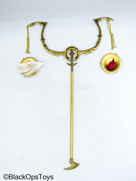 God Of The Underworld Anubis - Metal Gold Like Scales w/Heart & Feather