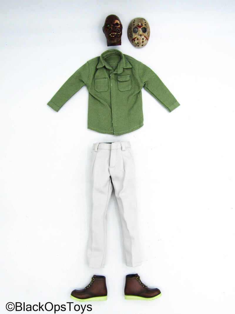 Load image into Gallery viewer, Friday The 13th - Jason Uniform Set w/Shoes, Head Sculpt &amp; Mask
