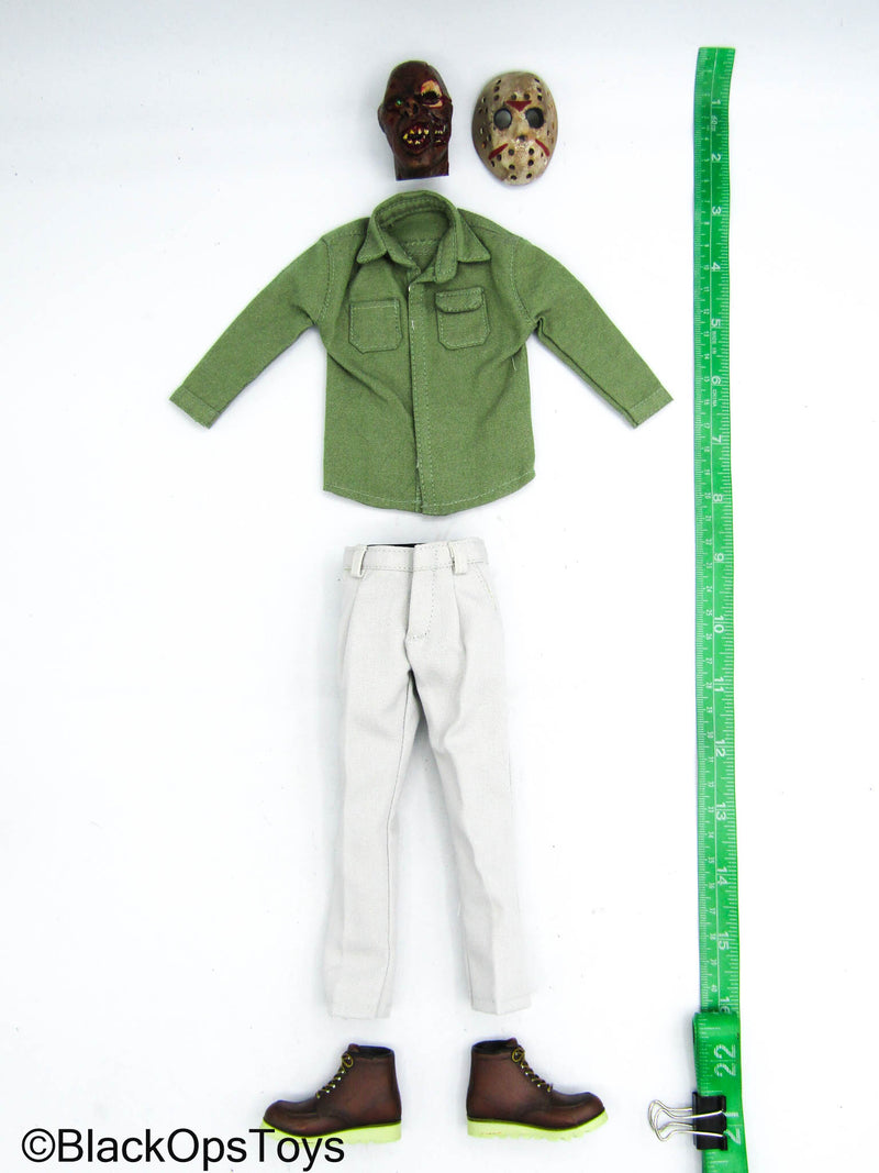 Load image into Gallery viewer, Friday The 13th - Jason Uniform Set w/Shoes, Head Sculpt &amp; Mask
