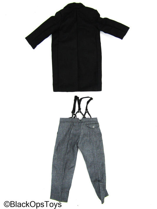 The Godfather - Black Over Coat w/Dress Pants & Suspenders