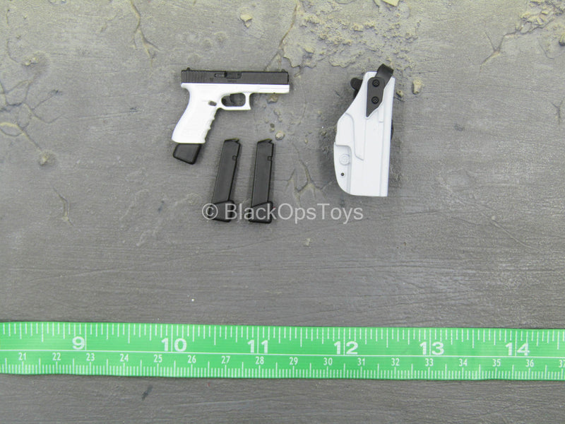 Load image into Gallery viewer, Special Forces Snow Field Op. - White &amp; Black 9mm Pistol w/Holster
