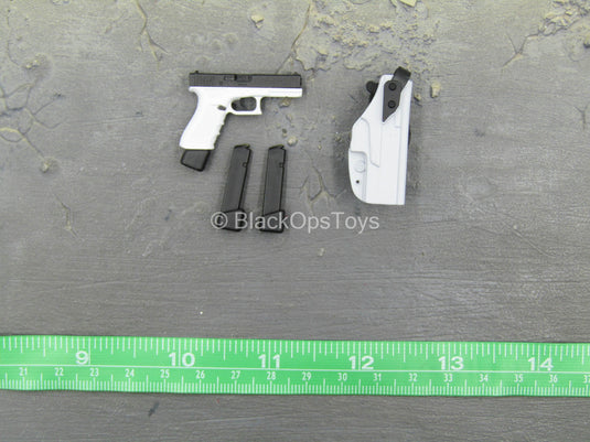Special Forces Snow Field Op. - White & Black 9mm Pistol w/Holster