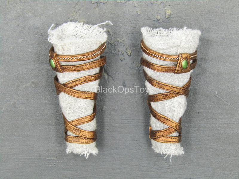 Load image into Gallery viewer, Anubis - Weathered White Ankle Wraps
