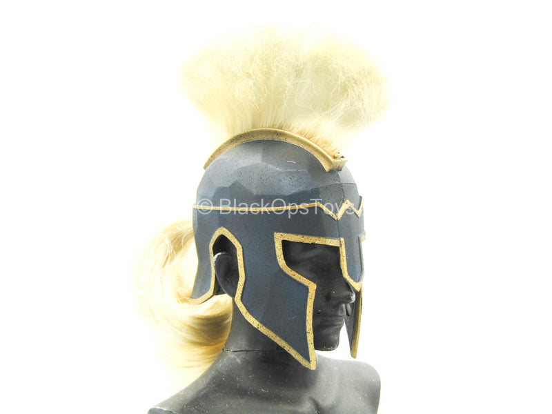 Load image into Gallery viewer, Ares: God of War - Blue Trojan Helmet w/Ponytail Detail

