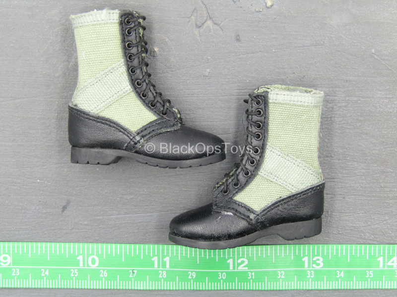 Load image into Gallery viewer, Vietnam Set - Black &amp; Green Combat Boots (Foot Type)
