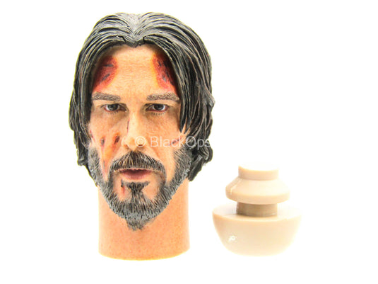 John Wick - Bloody Male Head Sculpt In Keanu Reeves Likeness