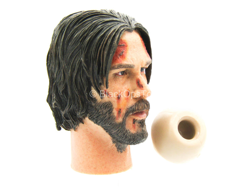 Load image into Gallery viewer, John Wick - Bloody Male Head Sculpt In Keanu Reeves Likeness
