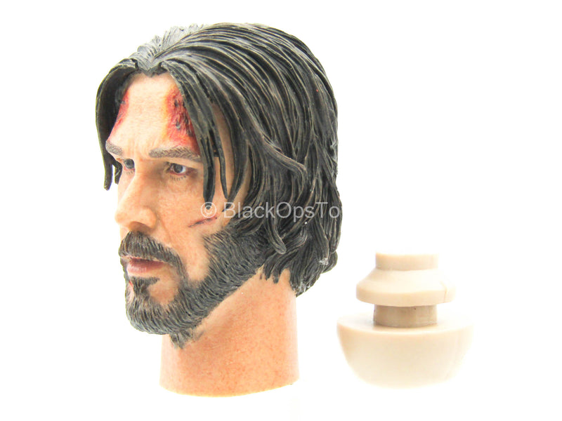 Load image into Gallery viewer, John Wick - Bloody Male Head Sculpt In Keanu Reeves Likeness
