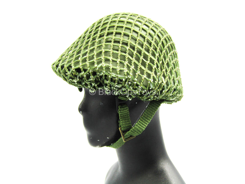 Load image into Gallery viewer, Sino-Vietnamese War - Green Helmet w/Netting &amp; Ghillie Material
