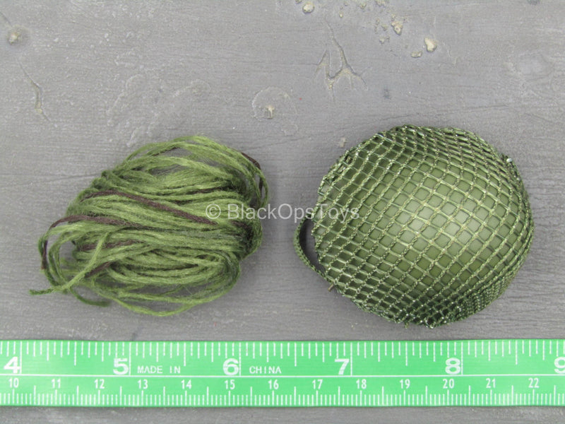 Load image into Gallery viewer, Sino-Vietnamese War - Green Helmet w/Netting &amp; Ghillie Material
