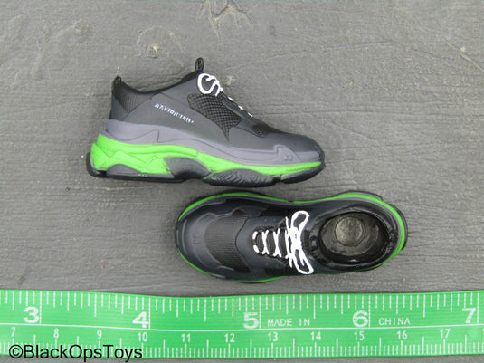 Technical Geek - Black & Green Shoes (Peg Type)