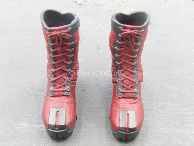 Load image into Gallery viewer, Daredevil - Black &amp; Red Combat Boots (Peg Type)
