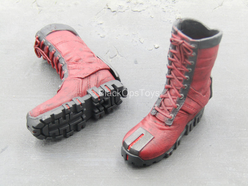 Load image into Gallery viewer, Daredevil - Black &amp; Red Combat Boots (Peg Type)
