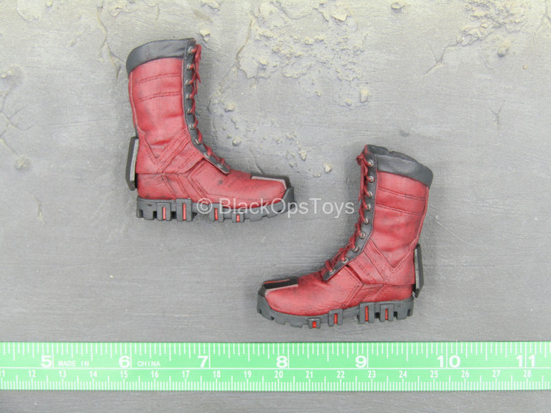 Load image into Gallery viewer, Daredevil - Black &amp; Red Combat Boots (Peg Type)
