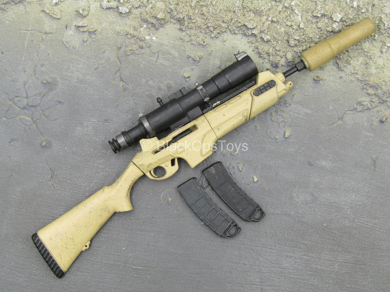 Load image into Gallery viewer, Weapons Collection - Tan DMR Rifle w/Suppressor
