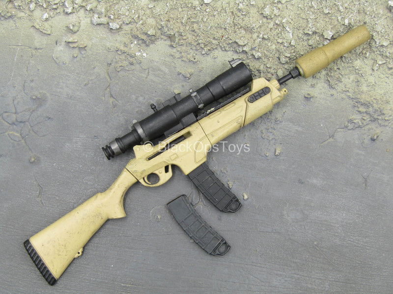 Load image into Gallery viewer, Weapons Collection - Tan DMR Rifle w/Suppressor
