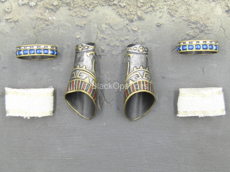 Load image into Gallery viewer, Horus Guardian of Pharaoh - Silver - Forearm Armor w/Armbands
