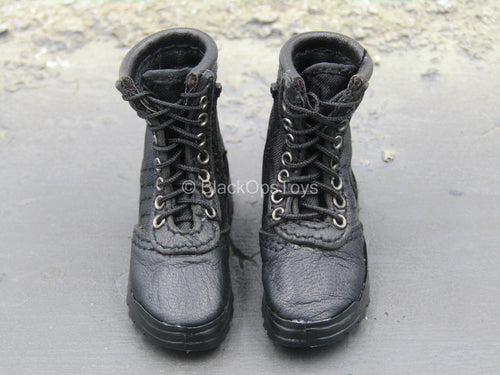 Tony Stark SHIELD Disguise - Black Combat Boots (Foot Type)