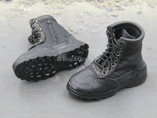 Tony Stark SHIELD Disguise - Black Combat Boots (Foot Type)