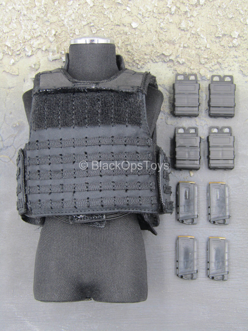 Load image into Gallery viewer, Tony Stark SHIELD Disguise - Black MOLLE Vest w/7.62 Fast Mag Holsters
