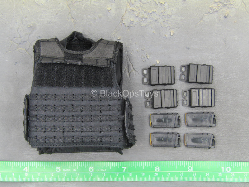 Load image into Gallery viewer, Tony Stark SHIELD Disguise - Black MOLLE Vest w/7.62 Fast Mag Holsters
