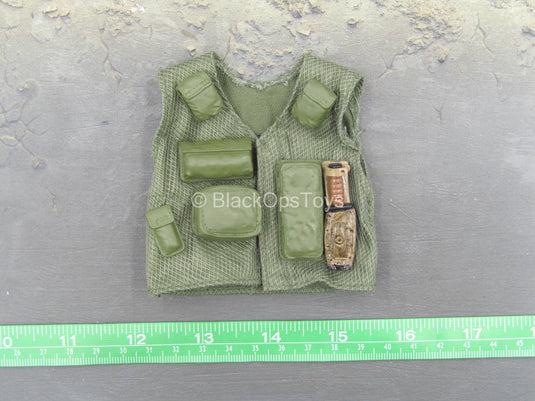 Helicopter Pilot - Green Mesh Pattern Combat Vest w/Molded Pouches