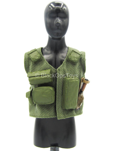 Helicopter Pilot - Green Mesh Pattern Combat Vest w/Molded Pouches
