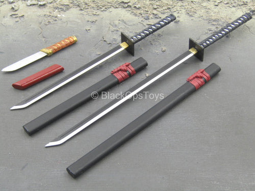 GI JOE - Cobra - Red Ninja - Long Sword & Short Sword w/Tanto Sword