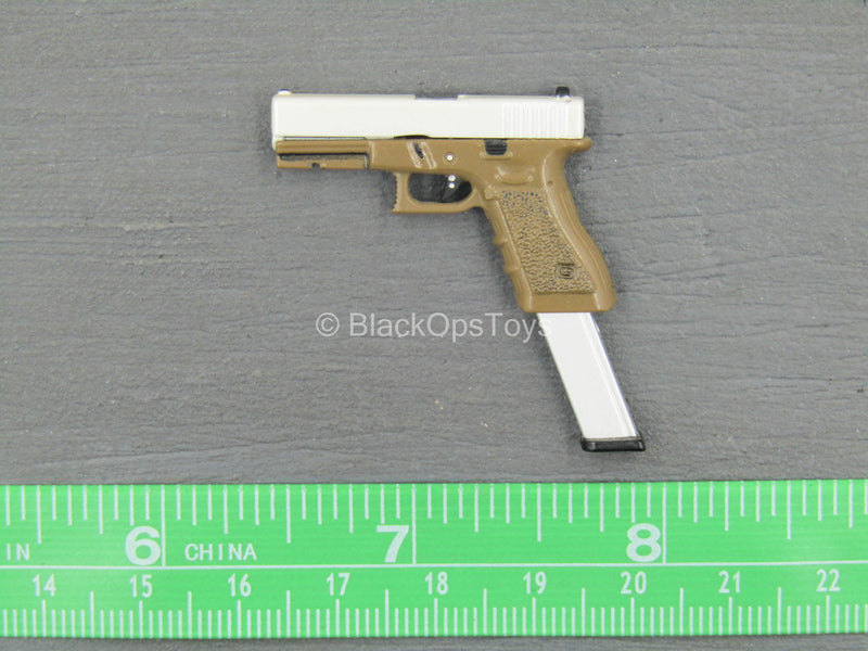 Load image into Gallery viewer, Gangsters Kingdom - Spade 5 - Tan &amp; Silver Pistol w/Extended Mag
