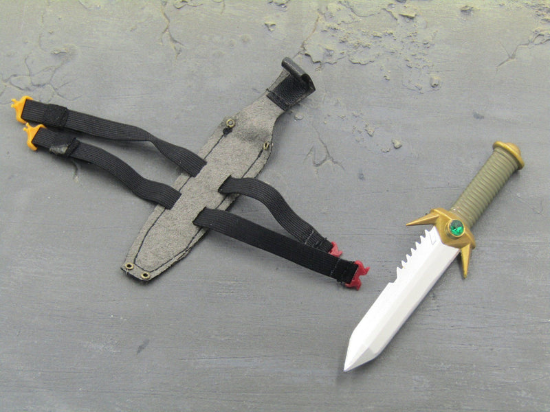 Load image into Gallery viewer, Deathstroke - Green &amp; Gold Knife w/Sheath
