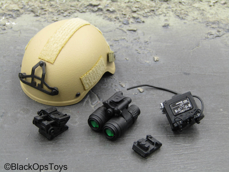 Load image into Gallery viewer, Crazy Dummy - Tan Helmet w/NVG Set
