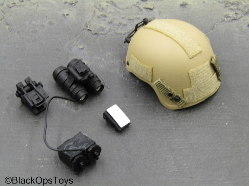 Load image into Gallery viewer, Crazy Dummy - Tan Helmet w/NVG Set
