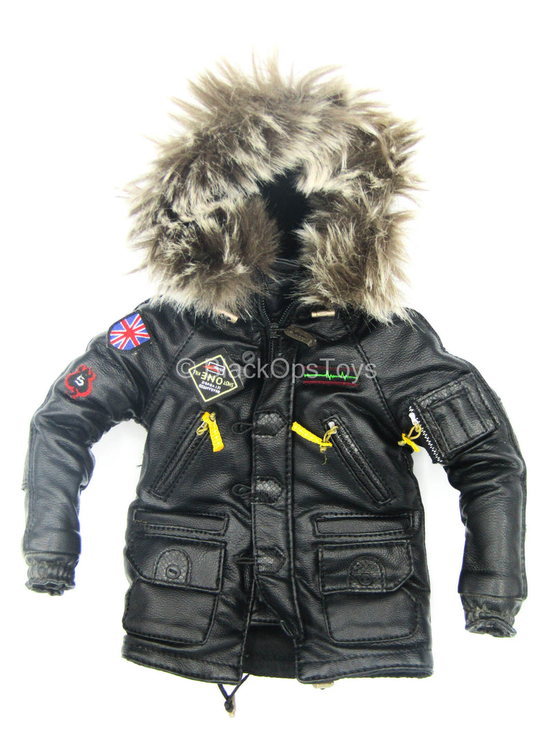 Load image into Gallery viewer, Gangsters Kingdom Spade 5 - Leather Like Coat w/Fur Hood Lining
