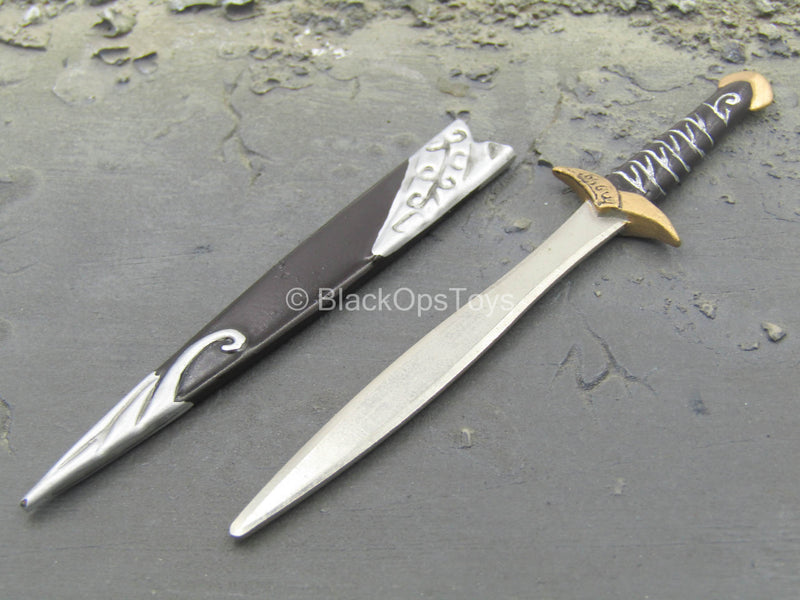 Load image into Gallery viewer, LOTR - Frodo Baggins - Metal Elven Knife Sting w/Black Sheath

