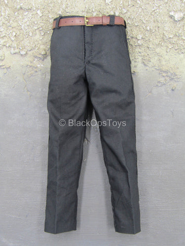 Anton - Black Pants w/Leather Like Belt