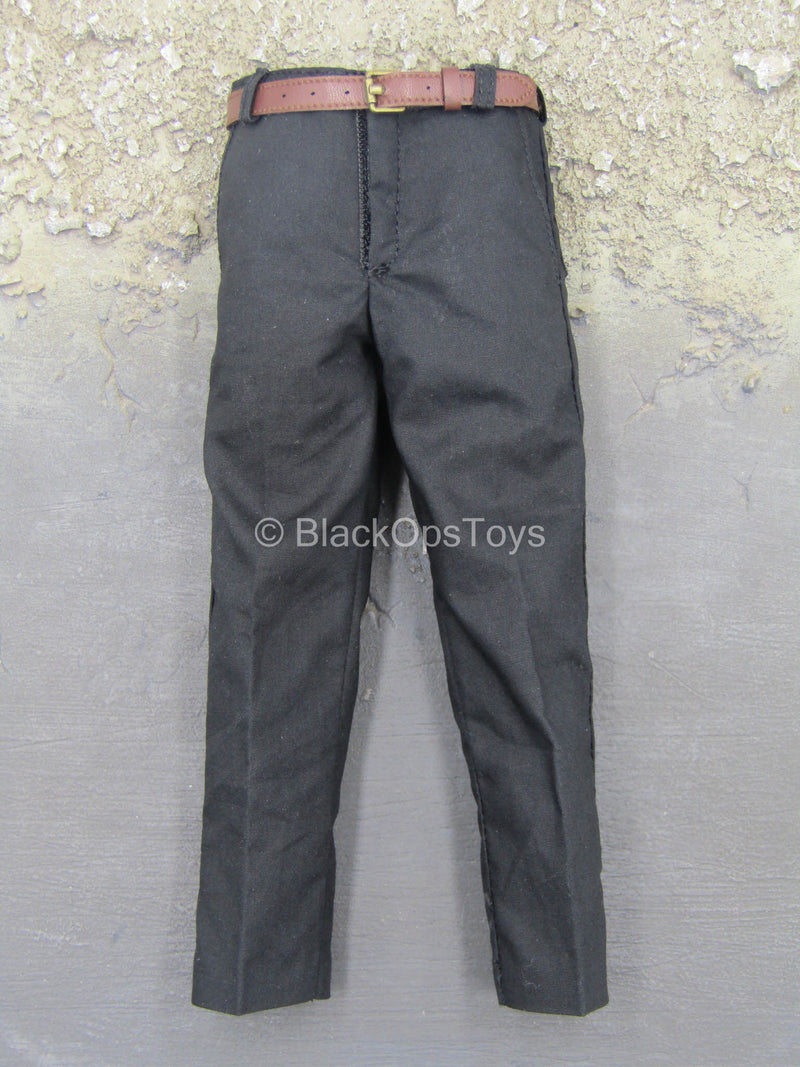 Load image into Gallery viewer, Anton - Black Pants w/Leather Like Belt
