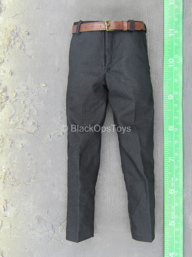 Load image into Gallery viewer, Anton - Black Pants w/Leather Like Belt
