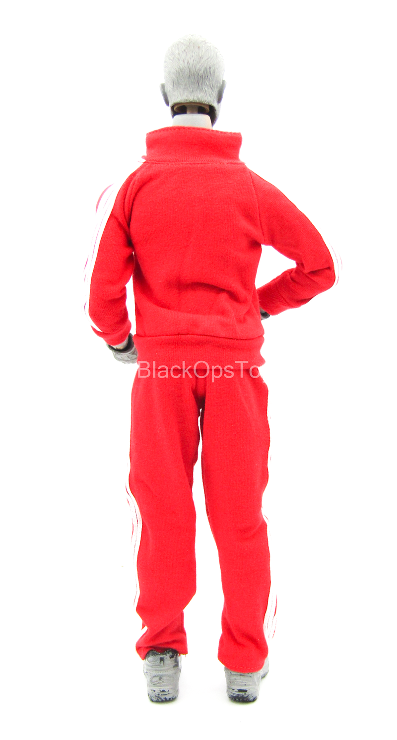 Load image into Gallery viewer, Red &amp; White Track Suit Set
