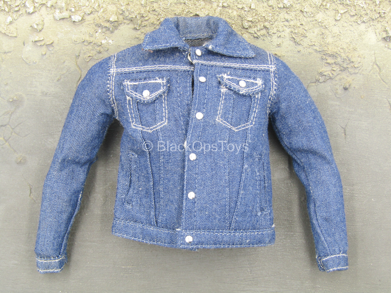 Load image into Gallery viewer, Blue Denim Like Jean Jacket w/Tan Pants
