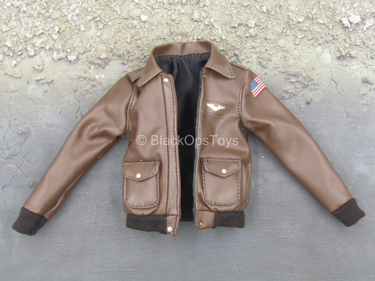 Captain Marvel - Brown Leather Like Air Force Jacket