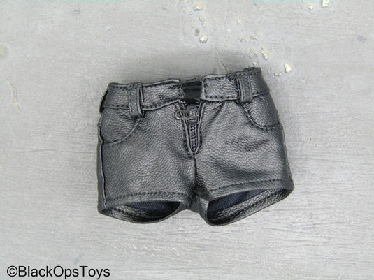 Bee Girl Beautiful Stinger - Black Leather Like Female Shorts