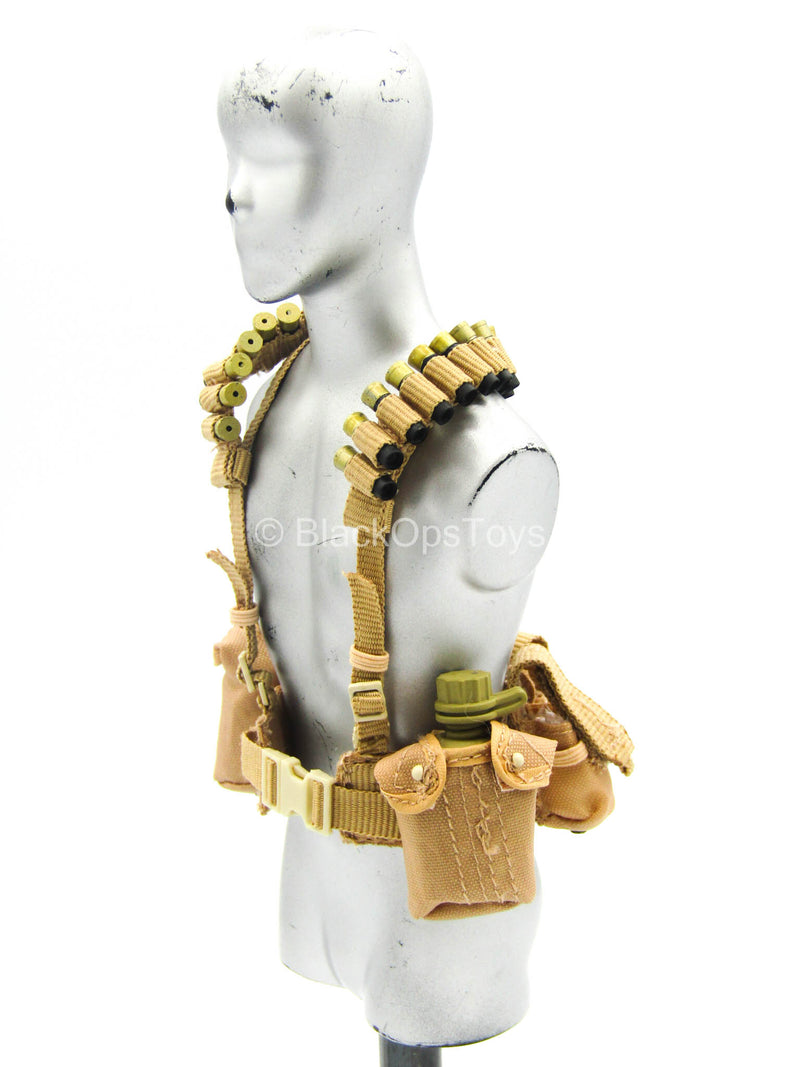 Load image into Gallery viewer, GI JOE - Flint - Tan MOLLE Harness w/Canteen &amp; Shotgun Shell Set
