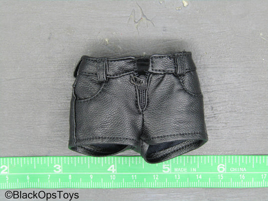 Bee Girl Beautiful Stinger - Black Leather Like Female Shorts