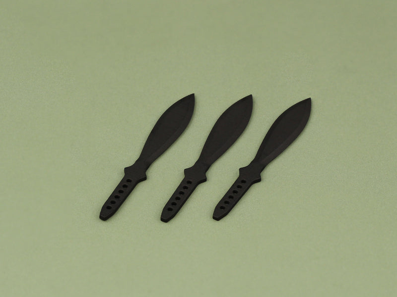 Load image into Gallery viewer, 1/6 - Custom - Black Leaf Throwing Knives x3

