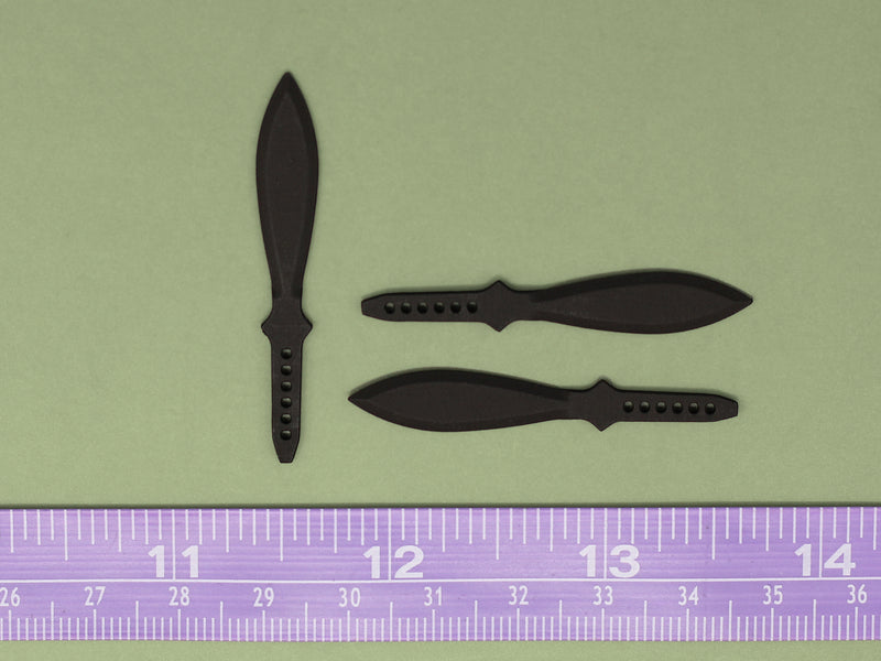 Load image into Gallery viewer, 1/6 - Custom - Black Leaf Throwing Knives x3
