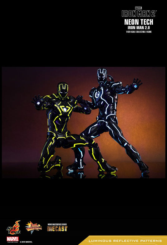 Diecast Neon Tech Iron Man & War Machine 3-Pack - MINT IN BOX