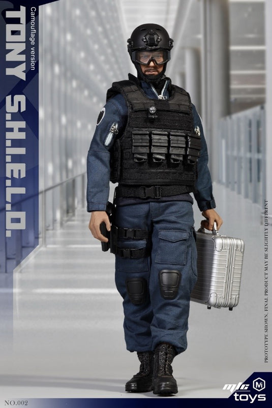 Tony Stark SHIELD Disguise - Blue SHIELD Uniform Set