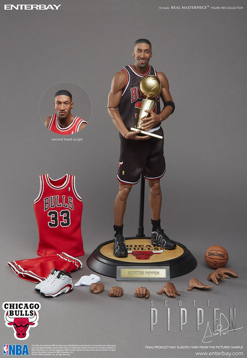 Load image into Gallery viewer, Scottie Pippen - Chicago Bulls Black Pinstripe Jersey w/Shorts
